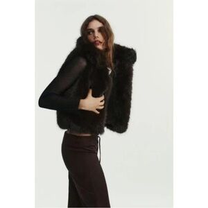 Zara brown Faux Fur Vest